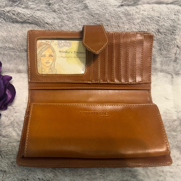 Kenneth Cole New York Bi-fold Brown Leather Wallet Checkbook Organizer - Picture 6 of 11